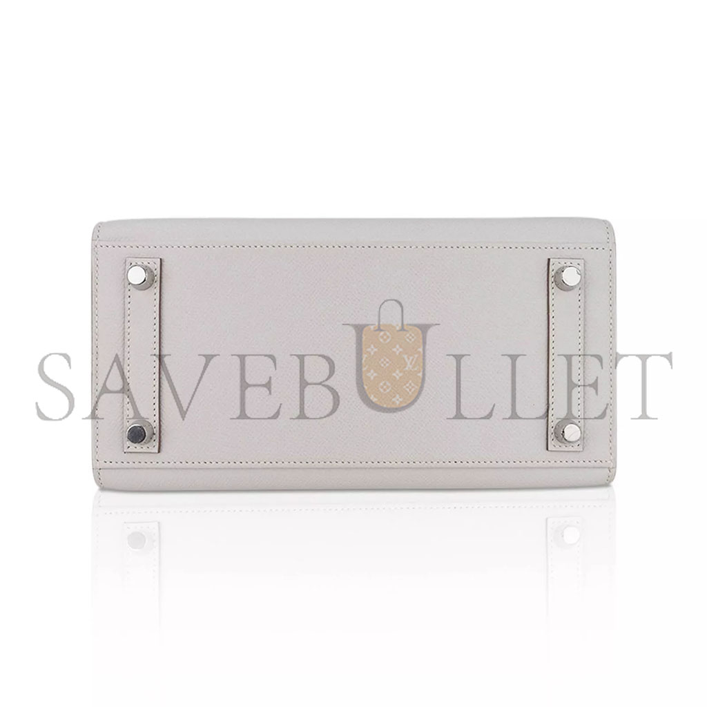 H**mes birkin 35 epsom leather pearl grey silver buckle luxury bag 205239520901 (35*28*18cm)